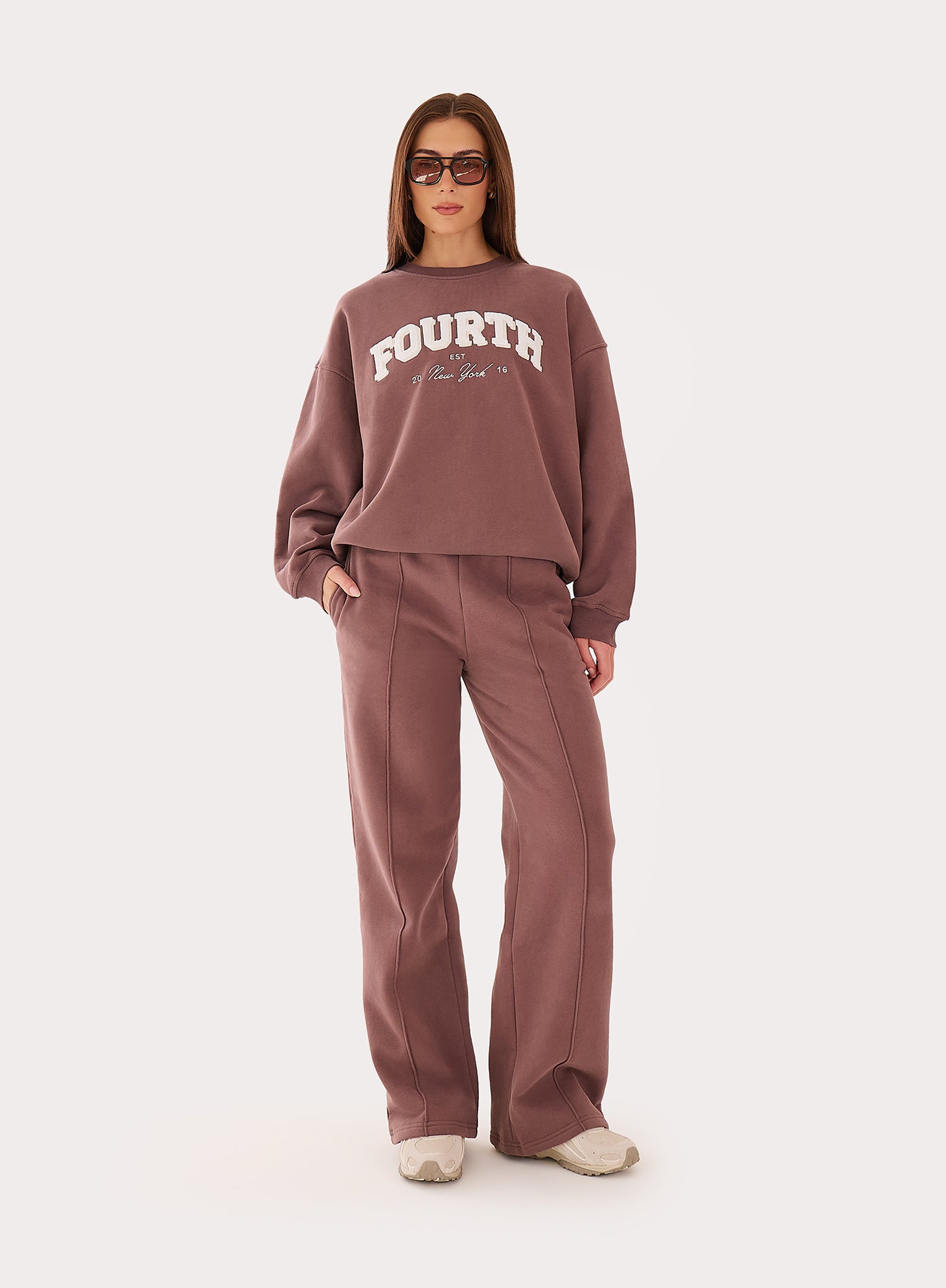 Mocha 4th Wide Leg Branded Joggers